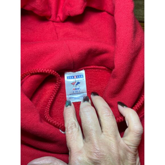 Jerzees “Thing 2” Hoodie Men’s Small Red Cat in the Hat Pullover Sweat - Picture 5 of 9